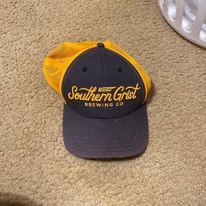 Yellow and gray, southern grist brewing Company, trucker hat